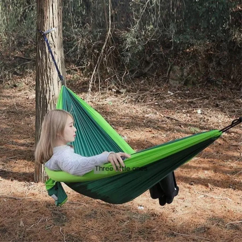 Hammock Double Double Inflatable Hammock Outdoor Swing Anti-Rollover Outdoor Camping Outdoor Mosquito-Proof and Durable Hammock Outdoor(Blue,B)