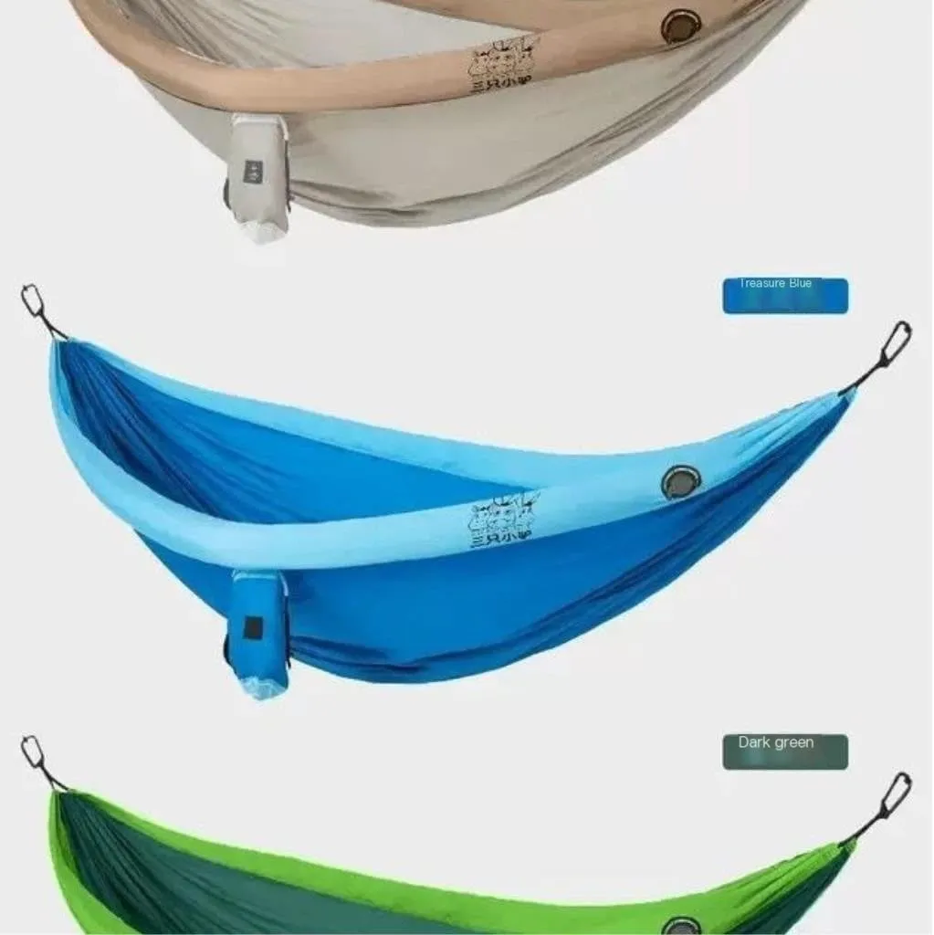 Hammock Double Double Inflatable Hammock Outdoor Swing Anti-Rollover Outdoor Camping Outdoor Mosquito-Proof and Durable Hammock Outdoor(Blue,B)
