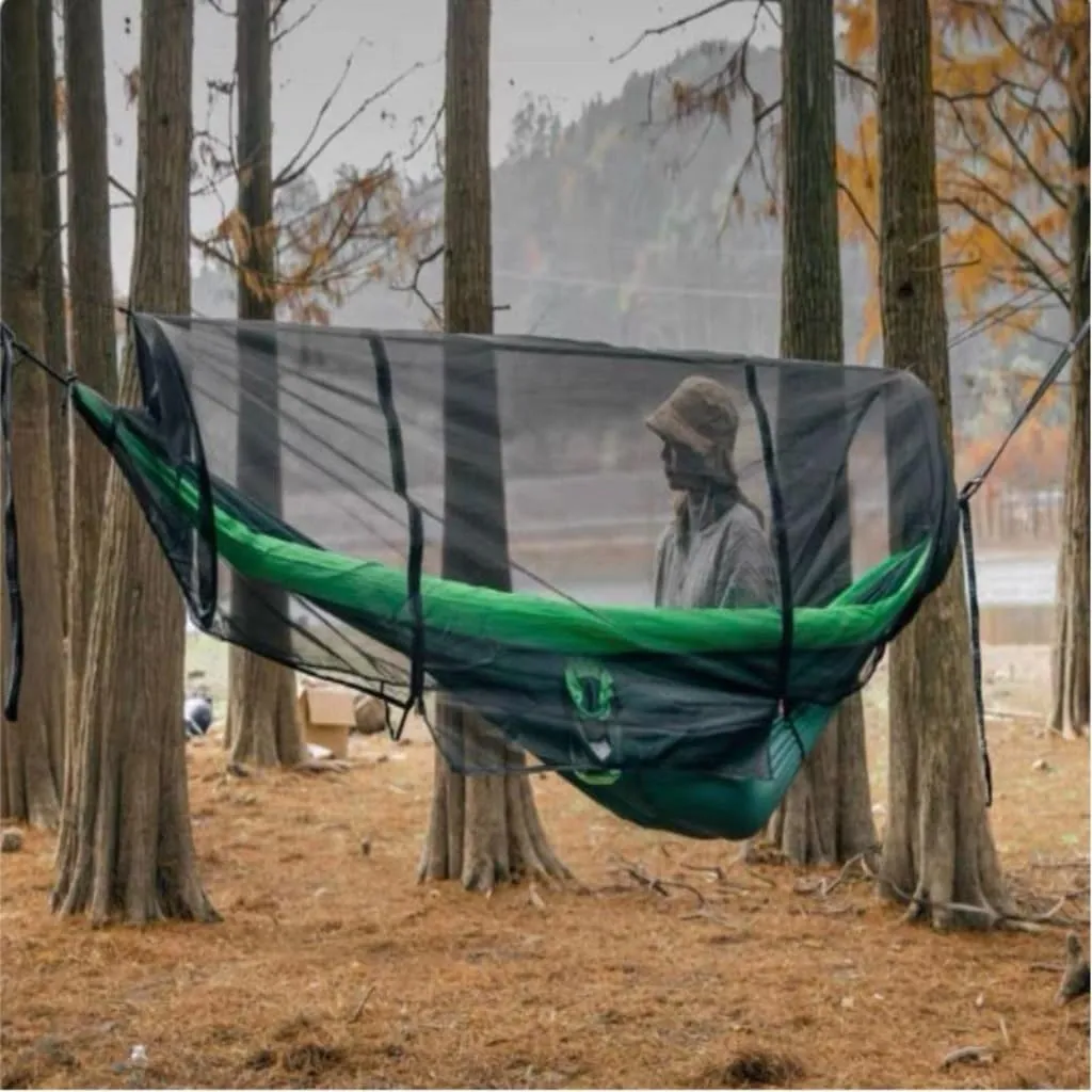 Hammock Double Double Inflatable Hammock Outdoor Swing Anti-Rollover Outdoor Camping Outdoor Mosquito-Proof and Durable Hammock Outdoor(Blue,B)