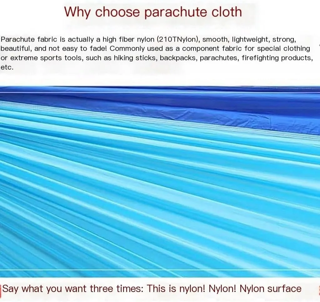 Hammock Double Mosquito Net Hammock Automatic Anti-Rollover Parachute Boni Silk Spinning Outdoor Strap Swing Chair Summer Hammock Outdoor(Orange)