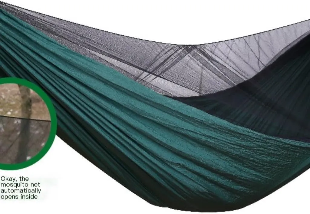 Hammock Double Outdoor Camping Quick-Open Mosquito Net Hammock 210T Nylon Hammock with Mosquito Net Outdoor Swing Hammock Hammock Outdoor(Green)