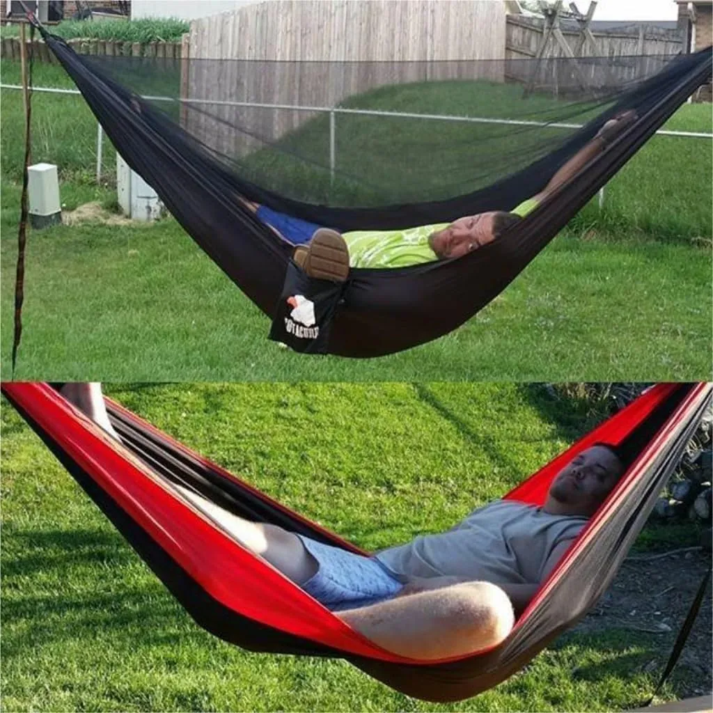 Hammock Double Outdoor Camping Quick-Open Mosquito Net Hammock 210T Nylon Hammock with Mosquito Net Outdoor Swing Hammock Hammock Outdoor(Green)