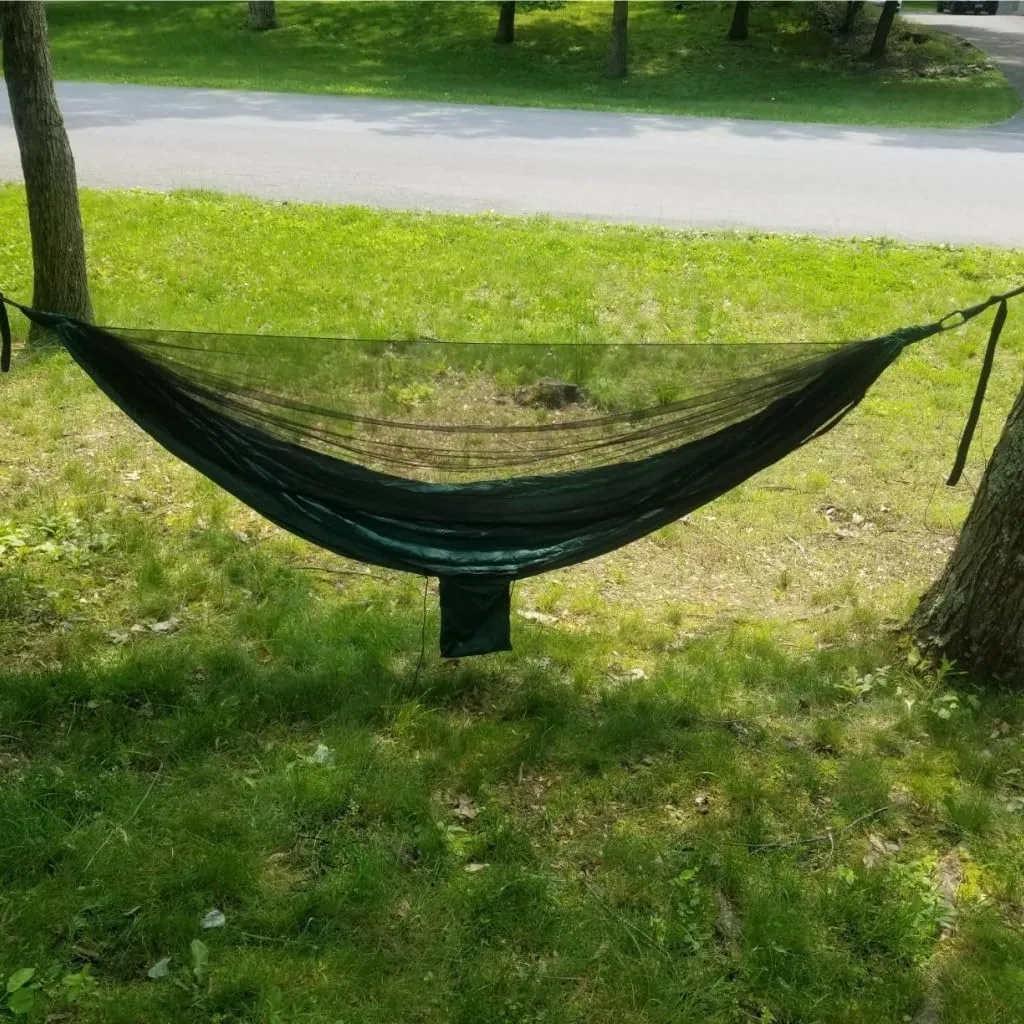 Hammock Double Outdoor Camping Quick-Open Mosquito Net Hammock 210T Nylon Hammock with Mosquito Net Outdoor Swing Hammock Hammock Outdoor(Green)