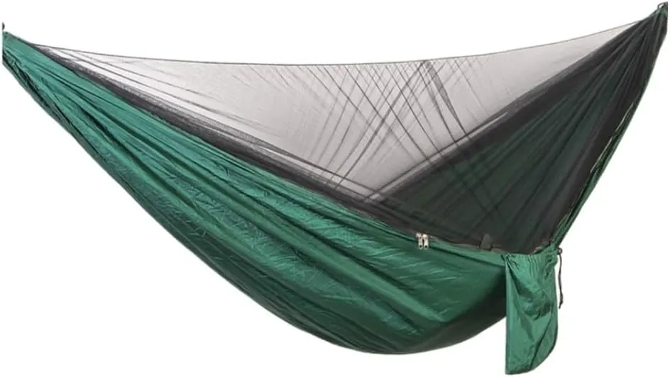 Hammock Double Outdoor Camping Quick-Open Mosquito Net Hammock 210T Nylon Hammock with Mosquito Net Outdoor Swing Hammock Hammock Outdoor(Green)