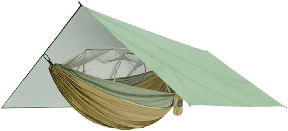 Hammock Double Outdoor Mosquito Net Hammock Anti-Mosquito Canopy Tent Set Waterproof Portable Sunshade Camping Outdoor Hammock Outdoor(Yellow,Large)