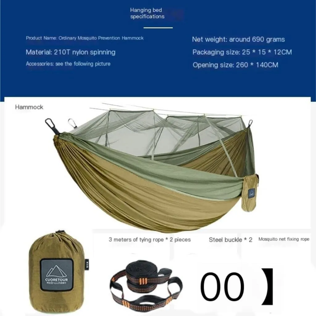 Hammock Double Outdoor Mosquito Net Hammock Anti-Mosquito Canopy Tent Set Waterproof Portable Sunshade Camping Outdoor Hammock Outdoor(Yellow,Large)