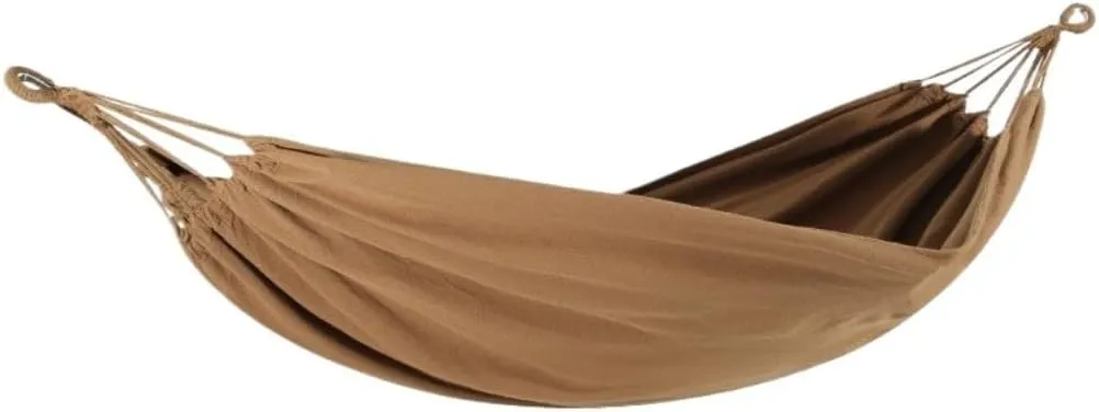 Hammock Double Thickened Canvas Hammock Outdoor Anti-Rollover Single Double Swing Hand-Woven Canvas Hammock with Curved Stick Hammock Outdoor(Brown,A)