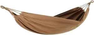 Hammock Double Thickened Canvas Hammock Outdoor Anti-Rollover Single Double Swing Hand-Woven Canvas Hammock with Curved Stick Hammock Outdoor(Brown,A)