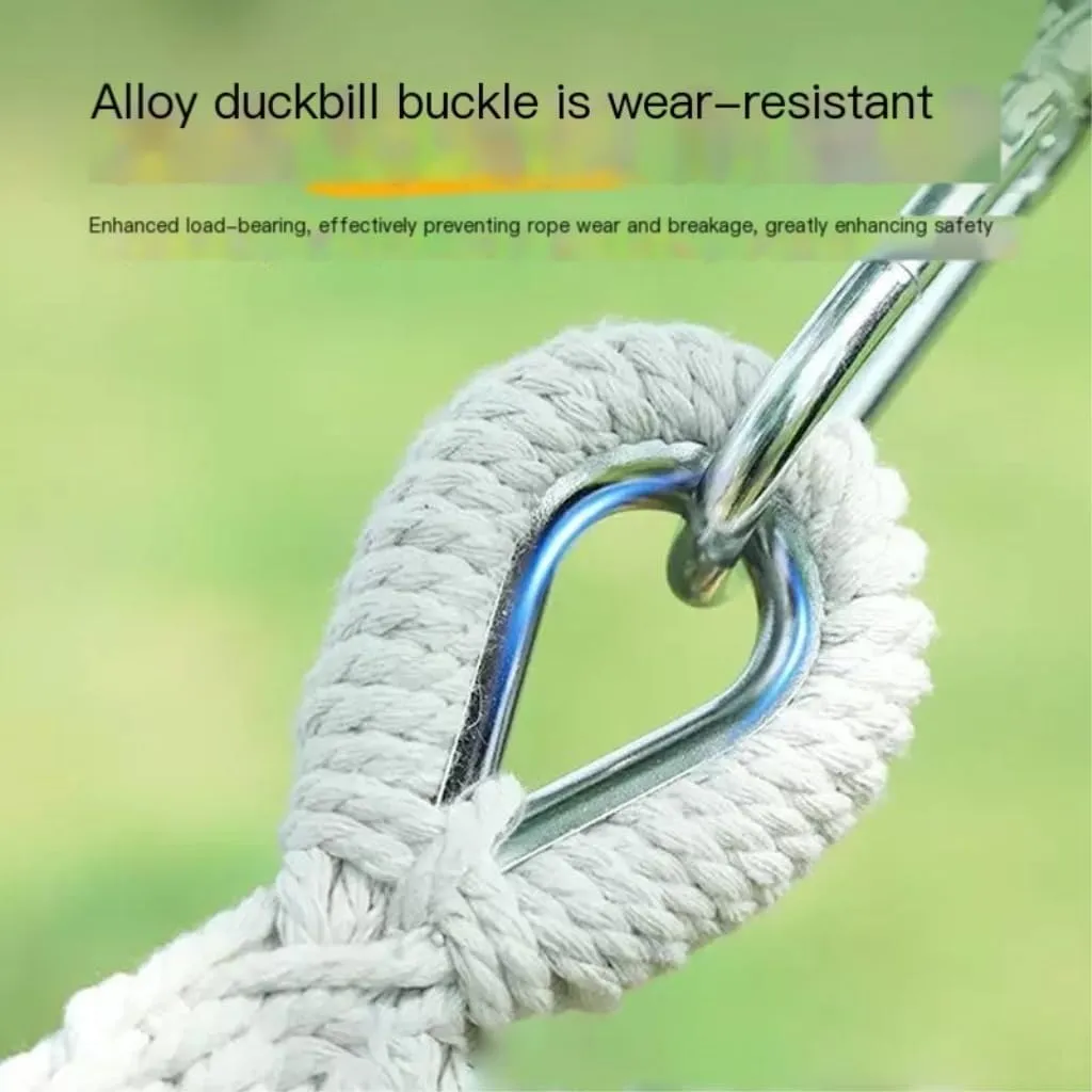 Hammock Double Thickened Canvas Hammock Outdoor Anti-Rollover Single Double Swing Hand-Woven Canvas Hammock with Curved Stick Hammock Outdoor(Gray,A)