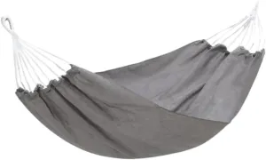 Hammock Double Thickened Canvas Hammock Outdoor Anti-Rollover Single Double Swing Hand-Woven Canvas Hammock with Curved Stick Hammock Outdoor(Gray,A)