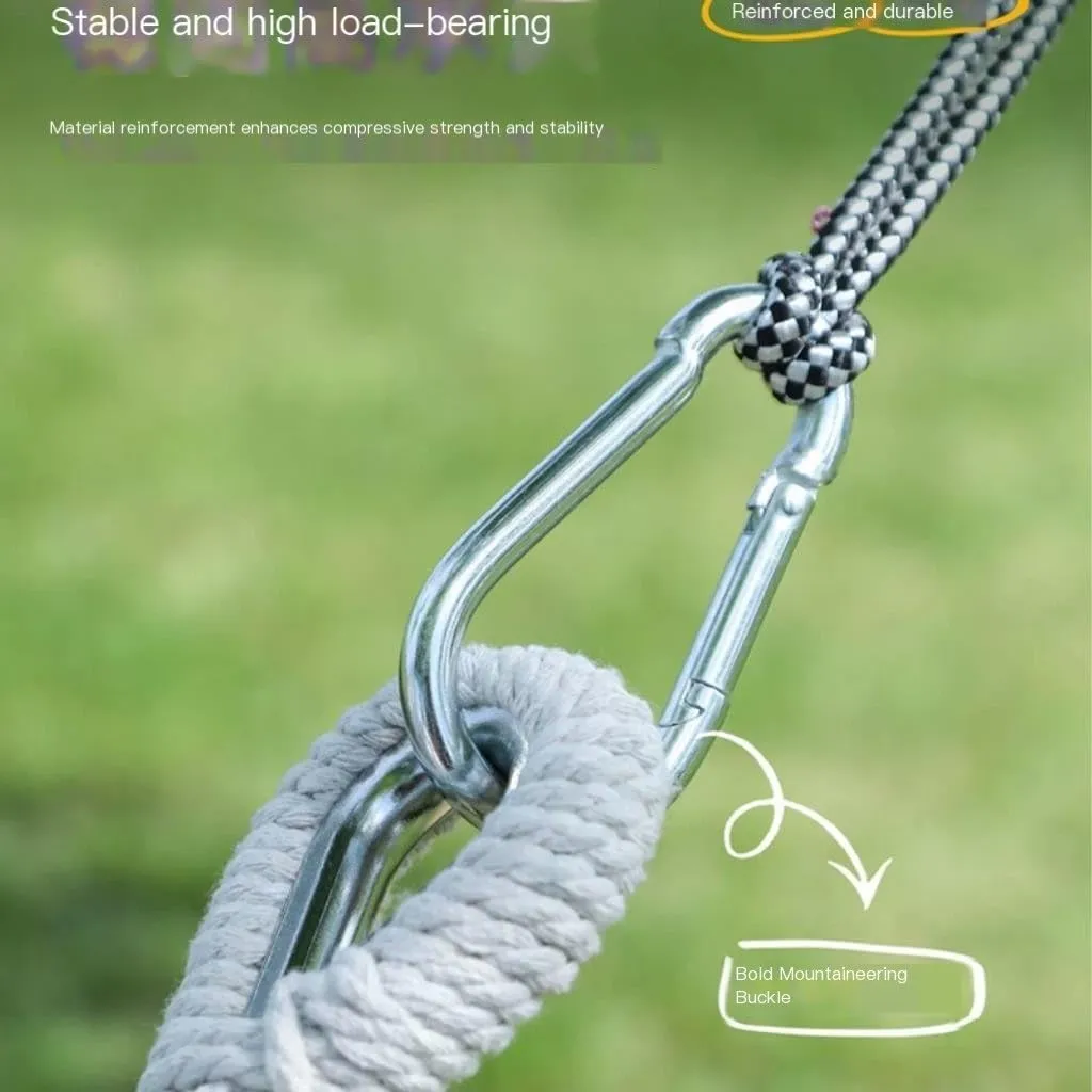 Hammock Double Thickened Canvas Hammock Outdoor Anti-Rollover Single Double Swing Hand-Woven Canvas Hammock with Curved Stick Hammock Outdoor(Gray,A)