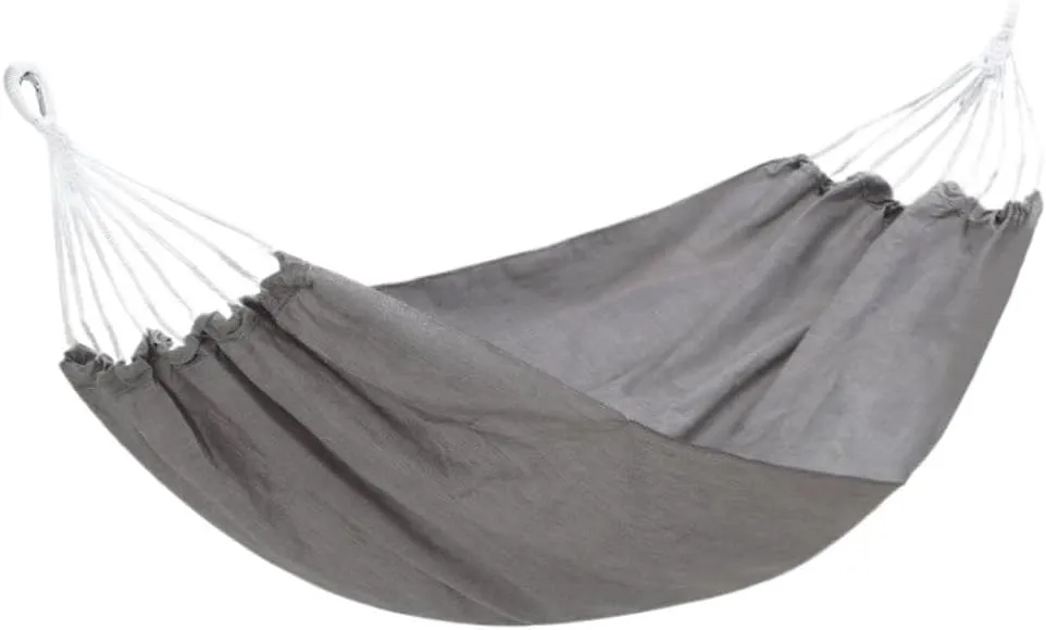 Hammock Double Thickened Canvas Hammock Outdoor Anti-Rollover Single Double Swing Hand-Woven Canvas Hammock with Curved Stick Hammock Outdoor(Gray,A)