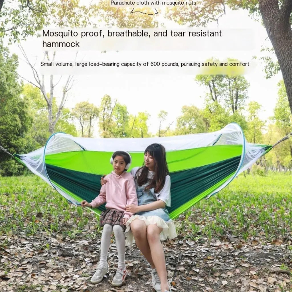 Hammock Double X`Outdoor Portable Hammock with Mosquito Net Quick Opening Hammock Outdoor Anti-Mosquito Swing Leisure Hammock Hammock Outdoor(Pink)