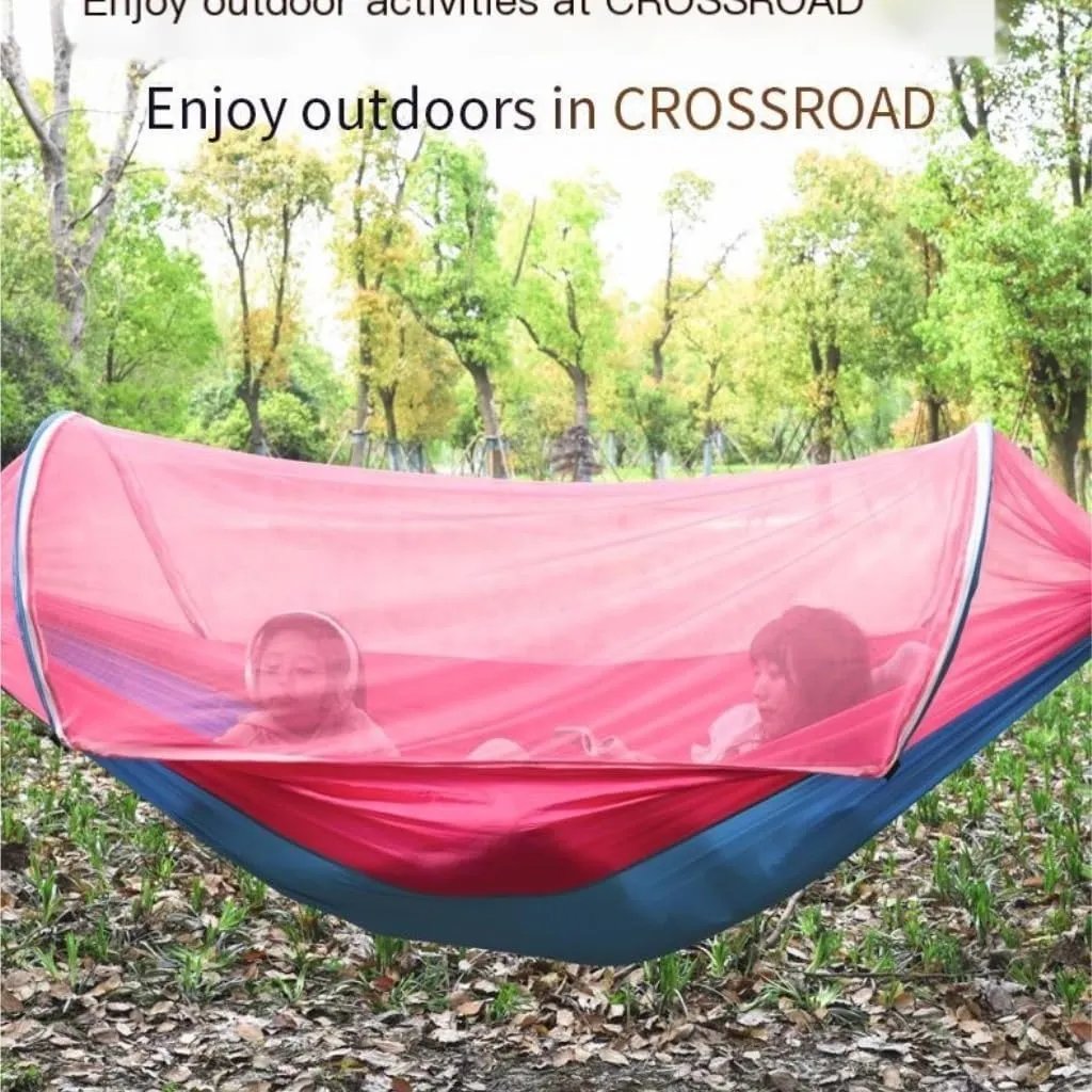Hammock Double X`Outdoor Portable Hammock with Mosquito Net Quick Opening Hammock Outdoor Anti-Mosquito Swing Leisure Hammock Hammock Outdoor(Pink)