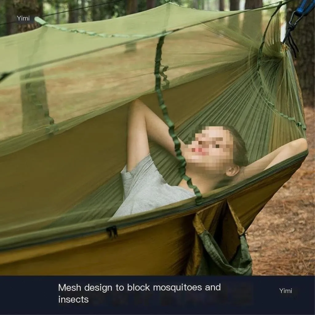 Hammock Hammock Outdoor Camping Anti-Mosquito Outdoor Camping with Mosquito Net Breathable Hanging Tree Tent Hammocks for Outside(B)