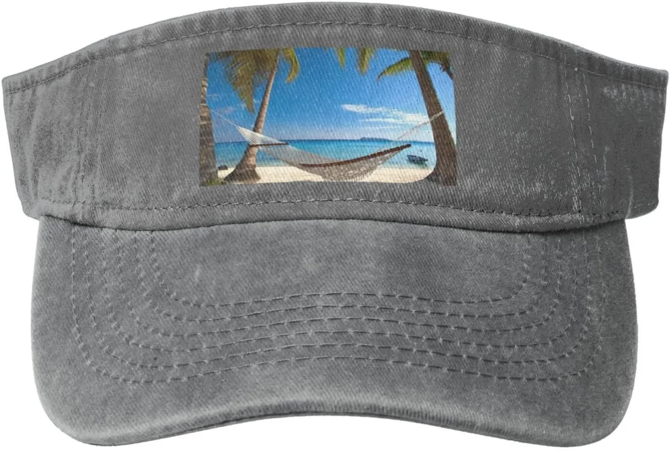 Hammock Hanging from Palm Trees Printed Empty Top Baseball Sun Cap Cowboy Baseball Cap