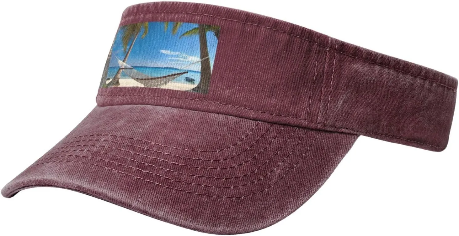 Hammock Hanging from Palm Trees Printed Empty Top Baseball Sun Cap Cowboy Baseball Cap