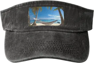 Hammock Hanging from Palm Trees Printed Empty Top Baseball Sun Cap Cowboy Baseball Cap
