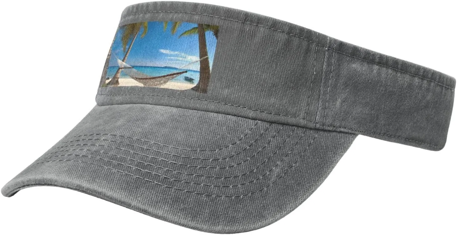 Hammock Hanging from Palm Trees Printed Empty Top Baseball Sun Cap Cowboy Baseball Cap