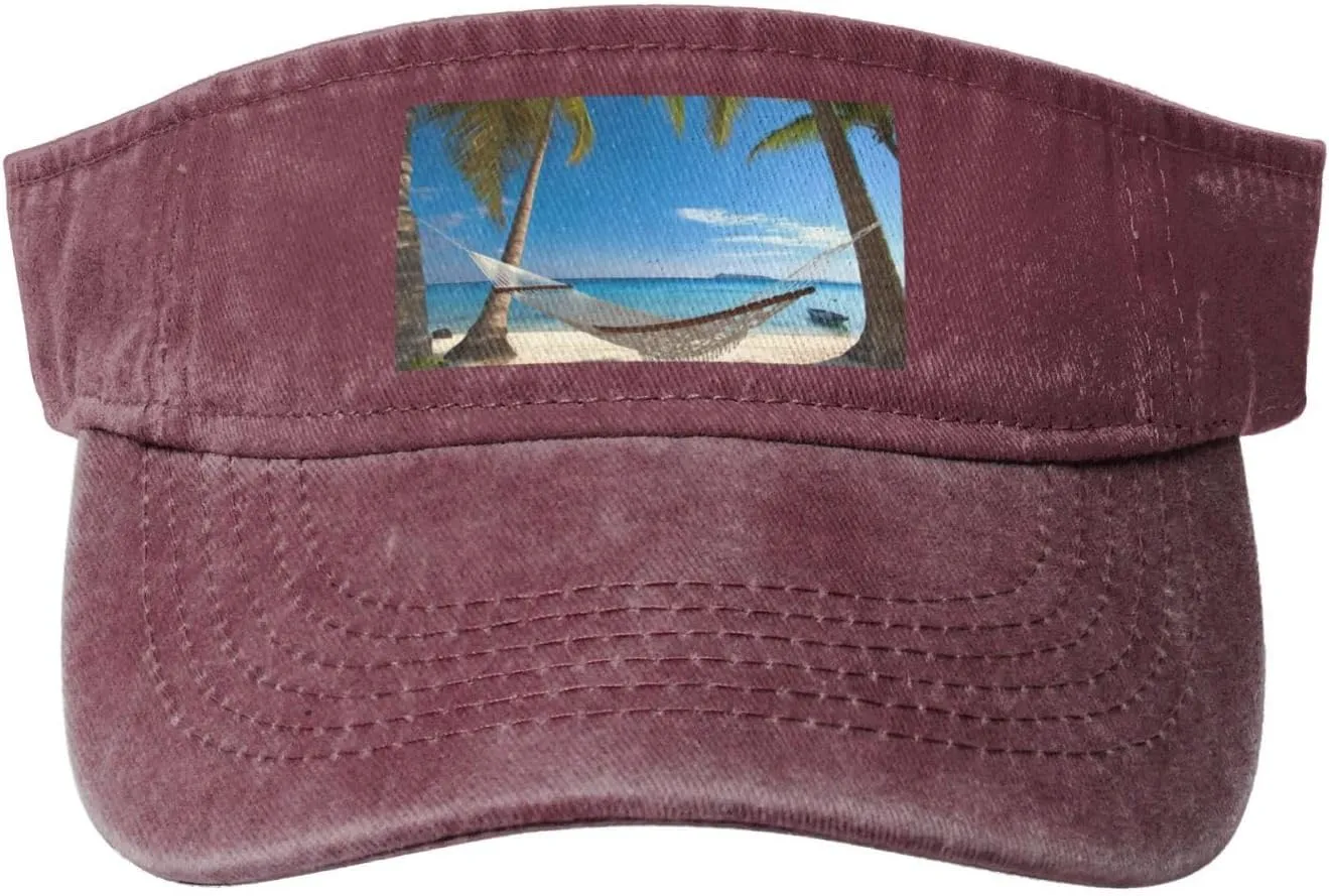 Hammock Hanging from Palm Trees Printed Empty Top Baseball Sun Cap Cowboy Baseball Cap