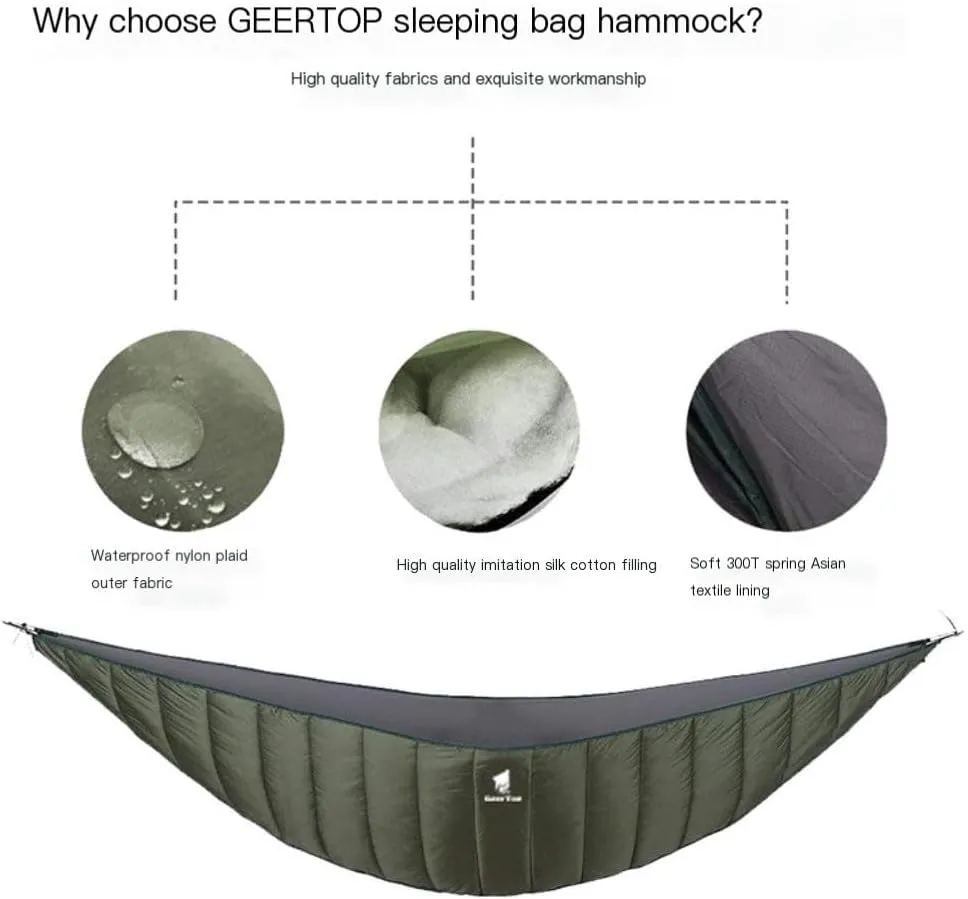 Hammock Lightweight Nylon Outdoor Hammock Quilt Portable Single Waterproof Camping Double Hanging Chair Warm Hammocks for Outside