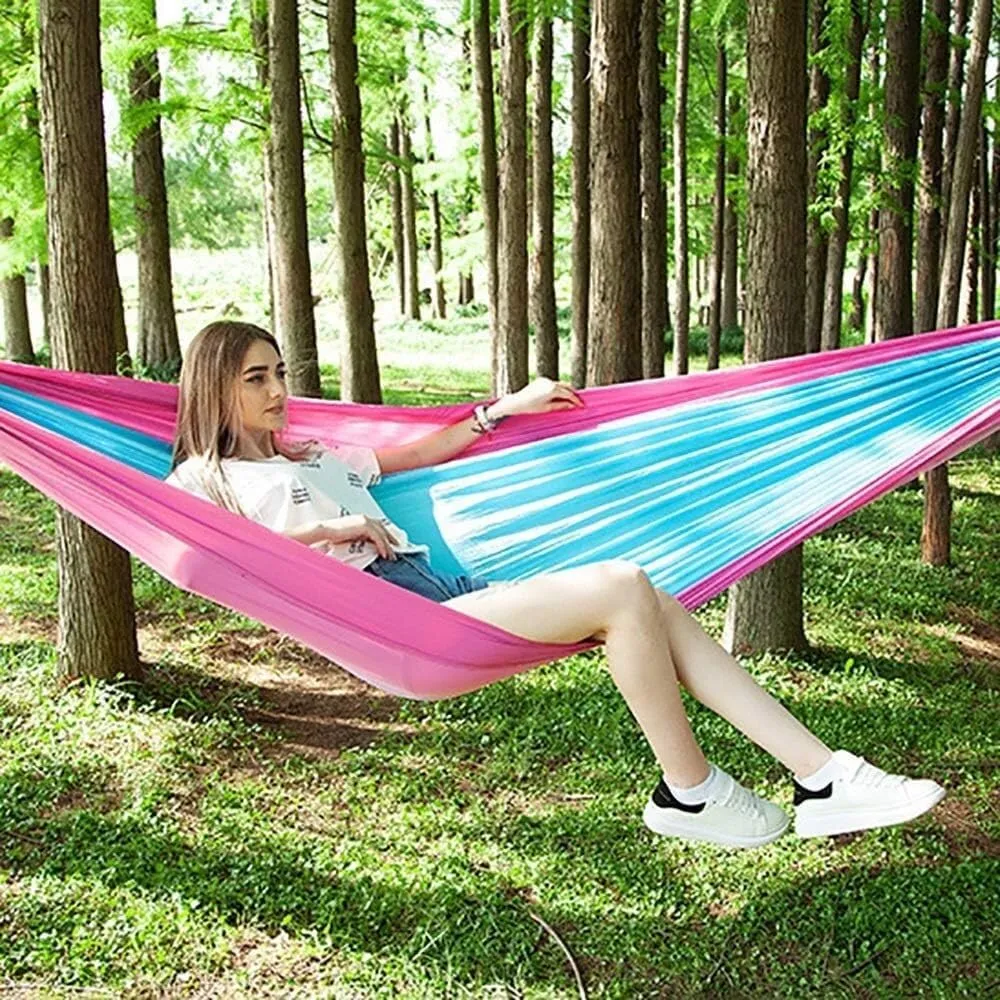 Hammock Mosquito Net Anti-Mosquito Hammock Outdoor Double Parachute Mosquito Net Camping Hiking Trip(Pink)