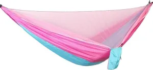 Hammock Mosquito Net Anti-Mosquito Hammock Outdoor Double Parachute Mosquito Net Camping Hiking Trip(Pink)