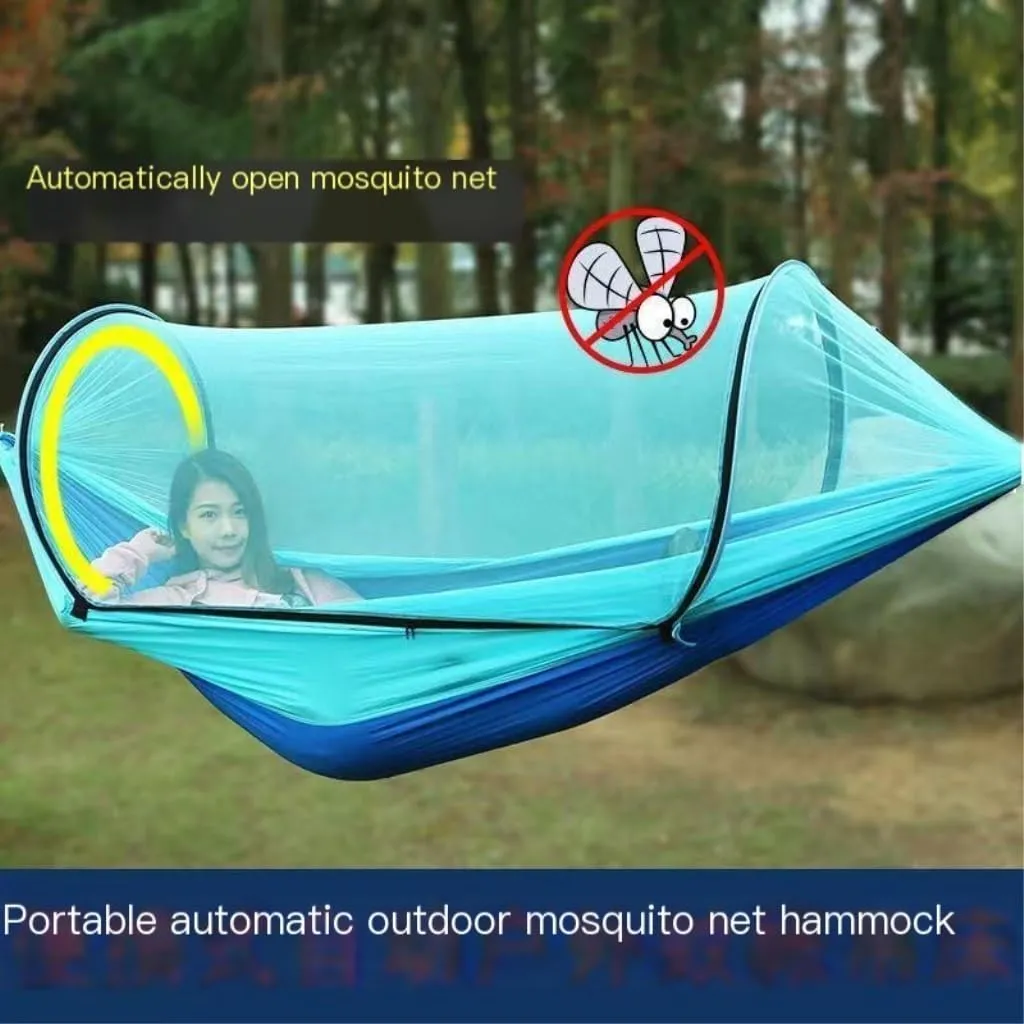 Hammock Outdoor Camping Anti-Rollover Swing Ultra-Light Breathable Anti-Mosquito Net Bed Sunscreen Camping Hammock Hammocks for Outside(Green)