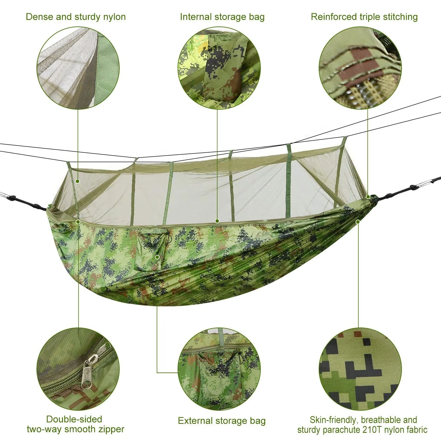 Hammock Portable Nylon Swing Hanging Bed