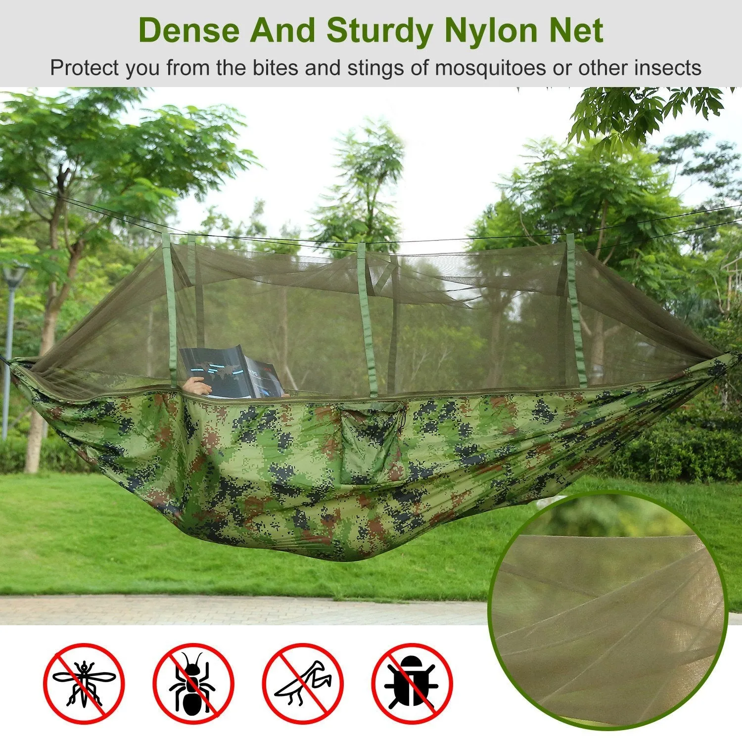 Hammock Portable Nylon Swing Hanging Bed