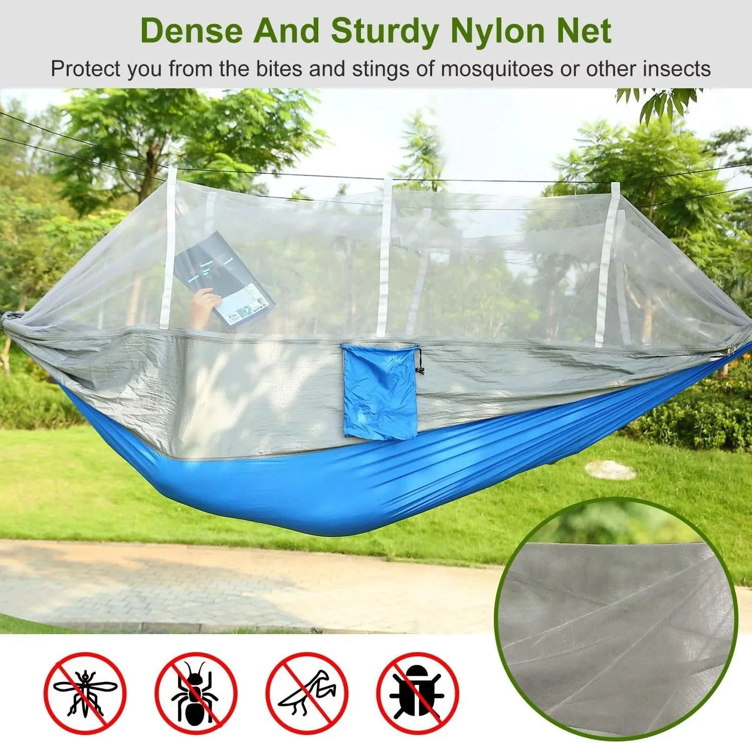 Hammock with Mosquito Net Lightweight Jungle Hammock for Trekking, Backpacking, Nylon Travel Hammock with Mosquito for Travel, Garden, Hiking, Survival (Color : C)