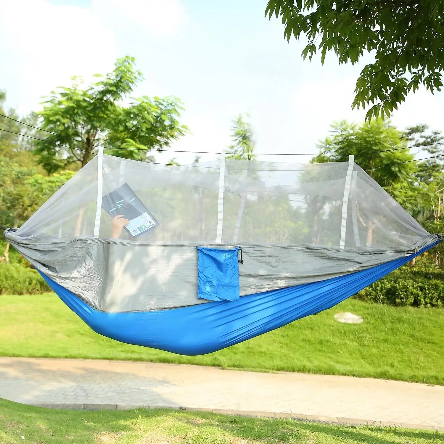 Hammock with Mosquito Net Lightweight Jungle Hammock for Trekking, Backpacking, Nylon Travel Hammock with Mosquito for Travel, Garden, Hiking, Survival (Color : C)