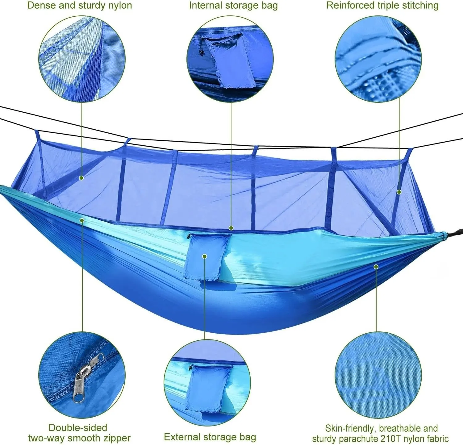 Hammock with Mosquito Net Lightweight Jungle Hammock for Trekking, Backpacking, Nylon Travel Hammock with Mosquito for Travel, Garden, Hiking, Survival (Color : C)