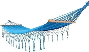 Hammocks for Outside Recreation Canvas Fringed Hammock Lace Comfortable Foldable Hammock Swing Chair for Outdoor Beach Garden Backyard Hammock Camping, 200*80cm, Blue