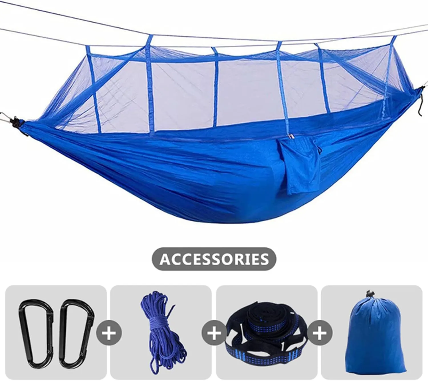 Hammocks Hammock 260x140cm Camping Hammock Ultralight Hammock Double Hanging Sleeping Bed Swing with Tree Straps for Survival Hiking Patio Outdoor Hammock, Bblue