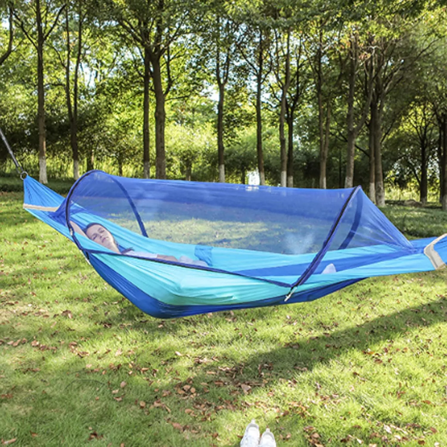 Hammocks Hammock Portable Camping Hammock with Mosquito Net Double & Single Hammock Nylon Hammock for Outdoor Indoor Patio Hiking Beach Hammocks for Outside