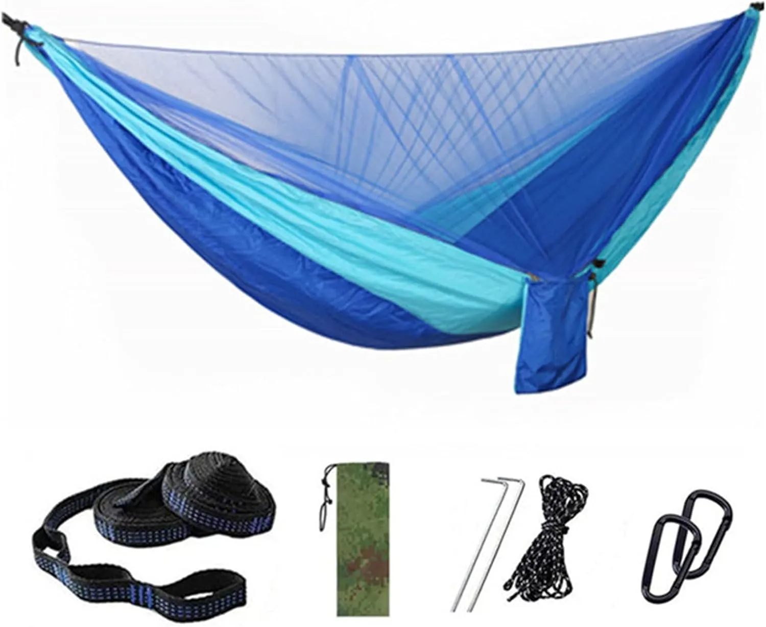 Hammocks Portable Hammock Outdoors Double Camping Hammocks with Mosquito Net Lightweight Parachute Nylon Hammock for Backpacking Hiking Outdoor Hammock