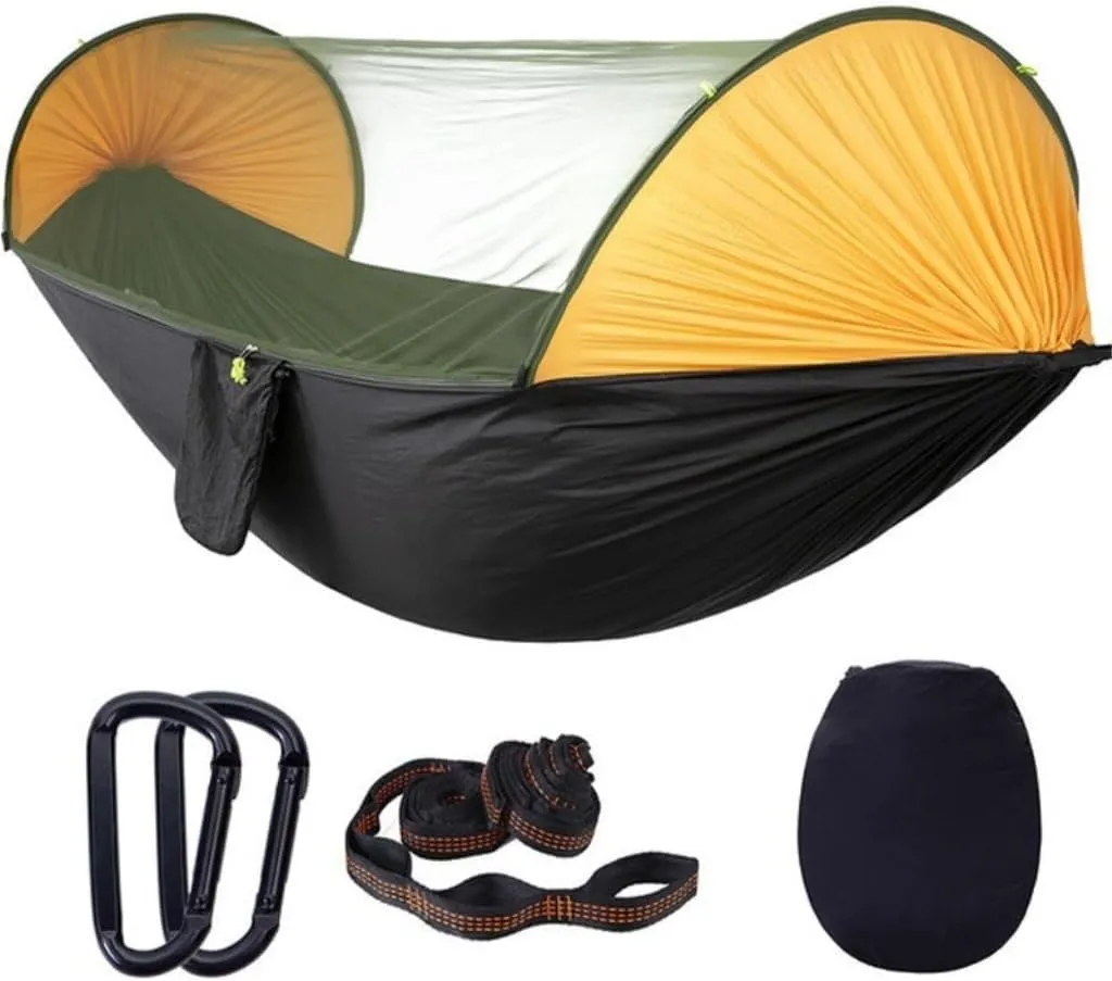 Hamock Anti-Rollover Hammock Quick-Open Mosquito Net Outdoor Home Hammock Camping Outdoor Double Mosquito Proof Tent Hanmock(Blue)