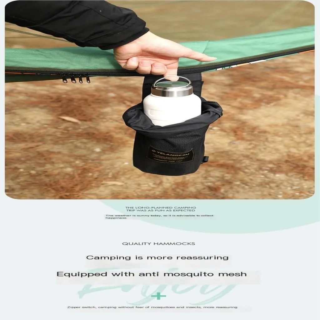 Hamock Automatic Quick-Open Pole Double-Layer Hammock with Sunshade Outdoor Camper Double Hammock with Mosquito Net Hanmock(C)