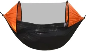 Hamock Automatic Quick-Open Pole Double-Layer Hammock with Sunshade Outdoor Camper Double Hammock with Mosquito Net Hanmock(C)