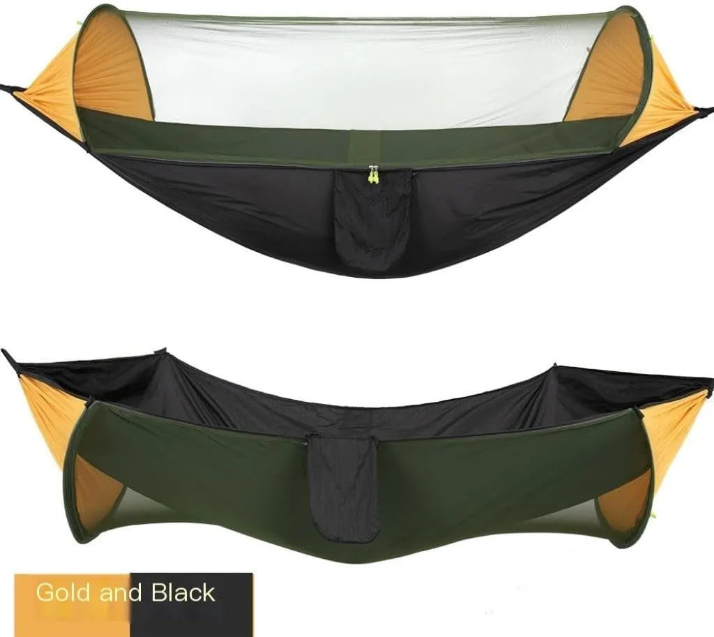 Hamock Automatic Quick-Opening Mosquito Net Hammock Camping Outdoor Sunshade Anti-Mosquito Hammock Tent Indoor Swing Hanmock(Blue)