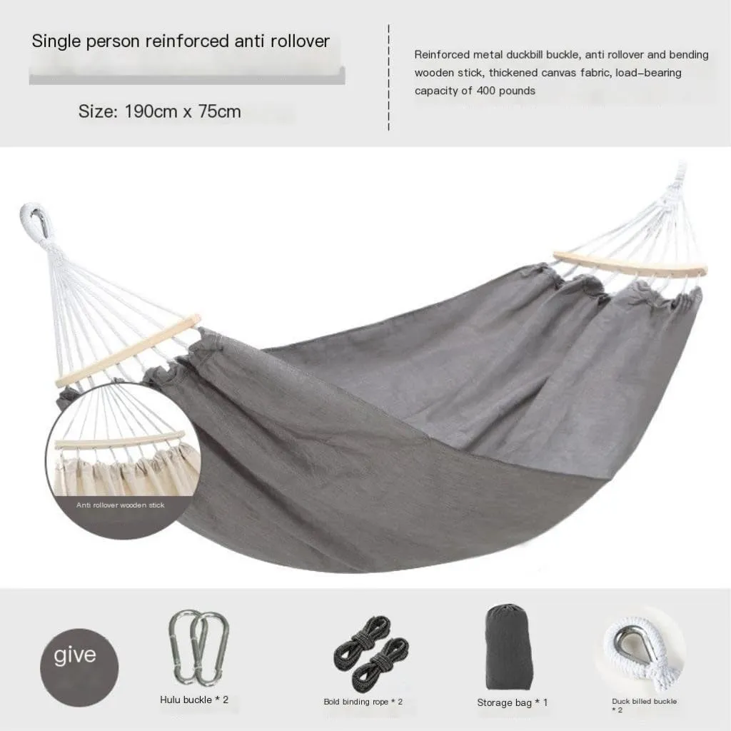 Hamock Beige Hammock Outdoor Swing Summer Camping W Anti-Rollover Home Indoor Single Double Adult Dormitory Hanmock(Beige,D)