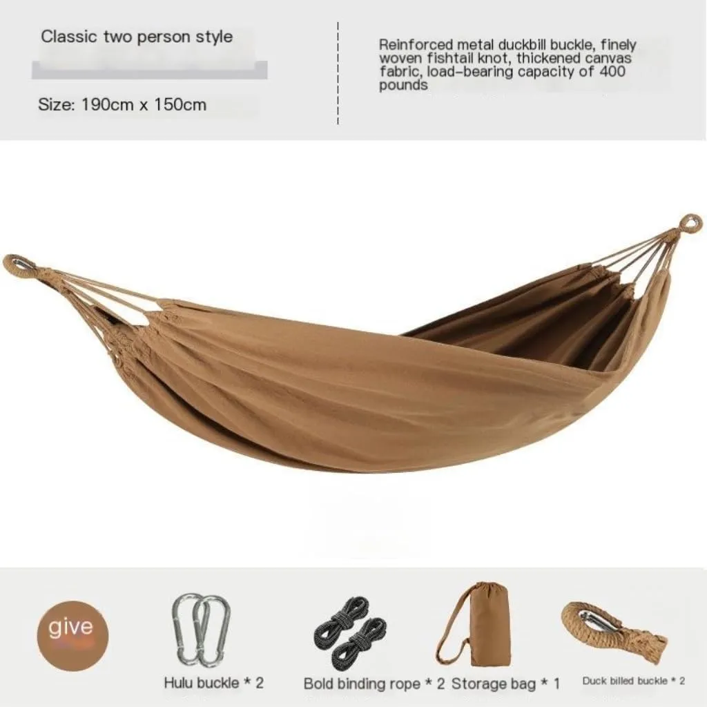 Hamock Beige Hammock Outdoor Swing Summer Camping W Anti-Rollover Home Indoor Single Double Adult Dormitory Hanmock(Beige,D)