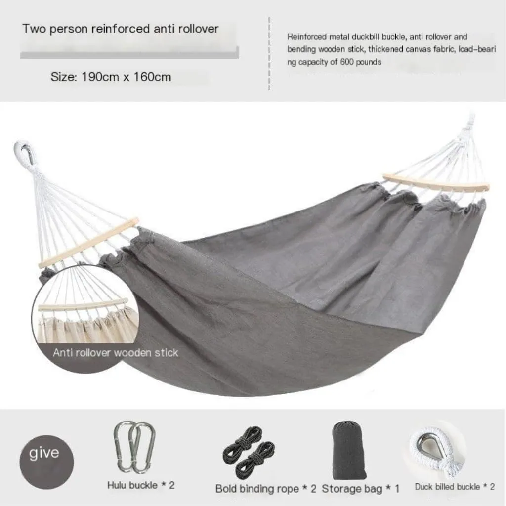 Hamock Beige Hammock Outdoor Swing Summer Camping W Anti-Rollover Home Indoor Single Double Adult Dormitory Hanmock(Beige,D)