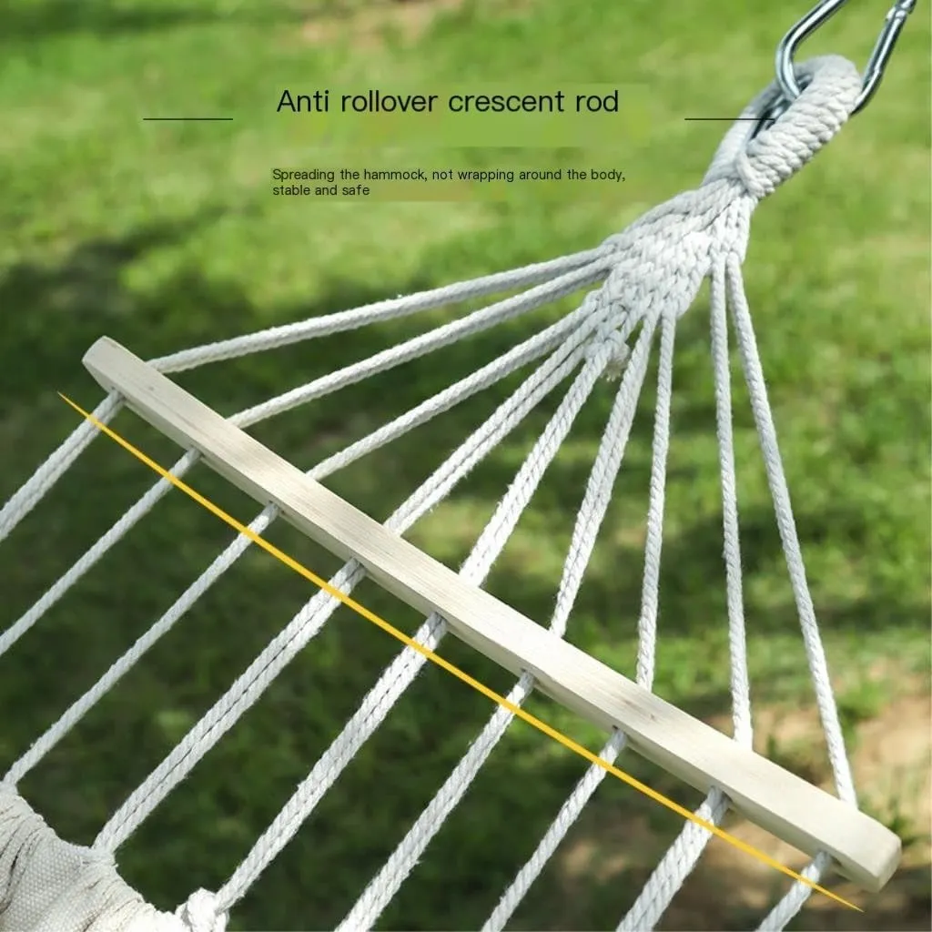 Hamock Beige Hammock Outdoor Swing Summer Camping W Anti-Rollover Home Indoor Single Double Adult Dormitory Hanmock(Brown,D)