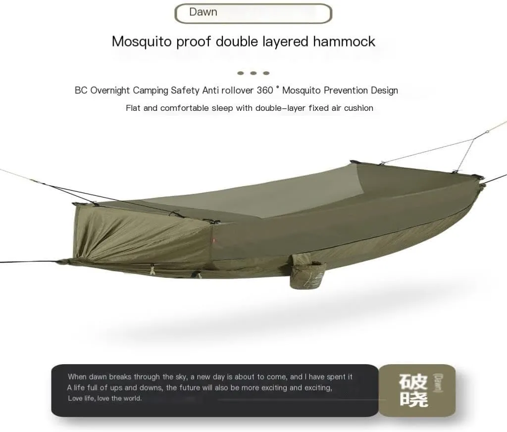 Hamock Hammock Outdoor Camping Outdoor Camping Double-Layer Anti-Mosquito Hammock Breathable Hanging Tree Tent Hanmock(Green)