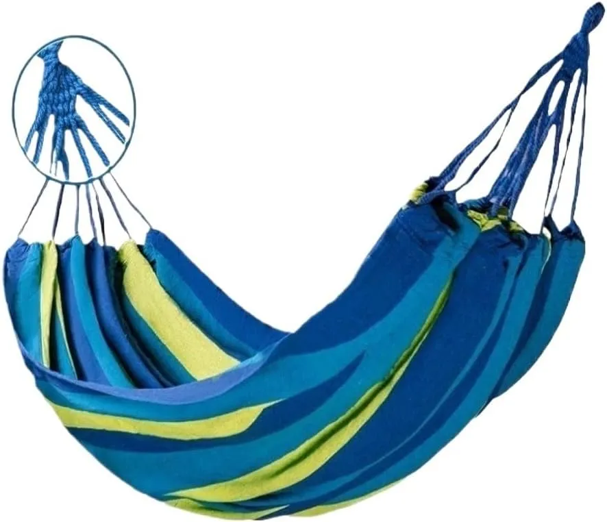 Hamock Hammock Outdoor Swing Adult Thickened Canvas Camping Leisure Single and Double Dormitory Hanging Chair Hanmock(Blue,261 * 80cm)
