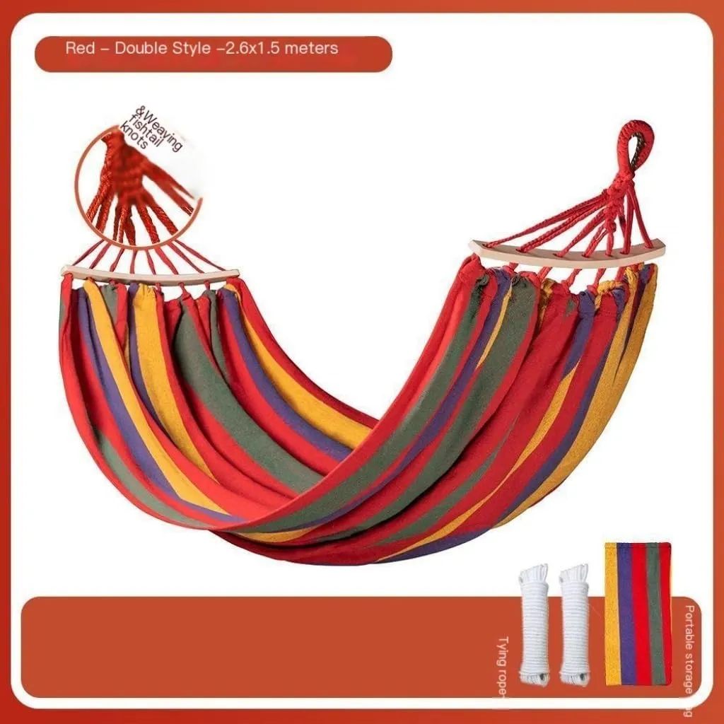 Hamock Hammock Outdoor Swing Adult Thickened Canvas Camping Leisure Single and Double Dormitory Hanging Chair Hanmock(Blue,261 * 80cm)