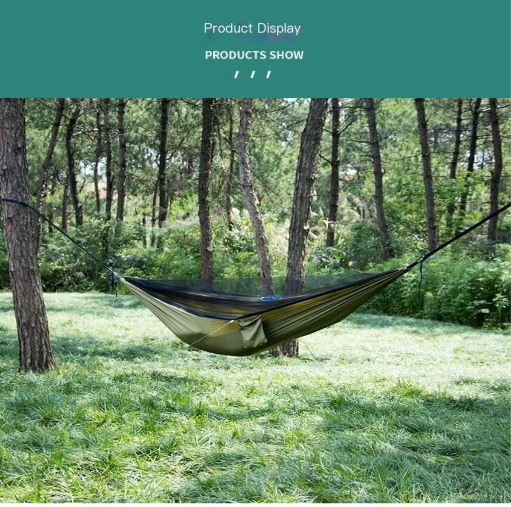 Hamock Hammock Parachute Cloth Outdoor Anti-Rollover Camping Huwai Swing with Mosquito Net Net Bed Outdoor Adult Hanmock(A)