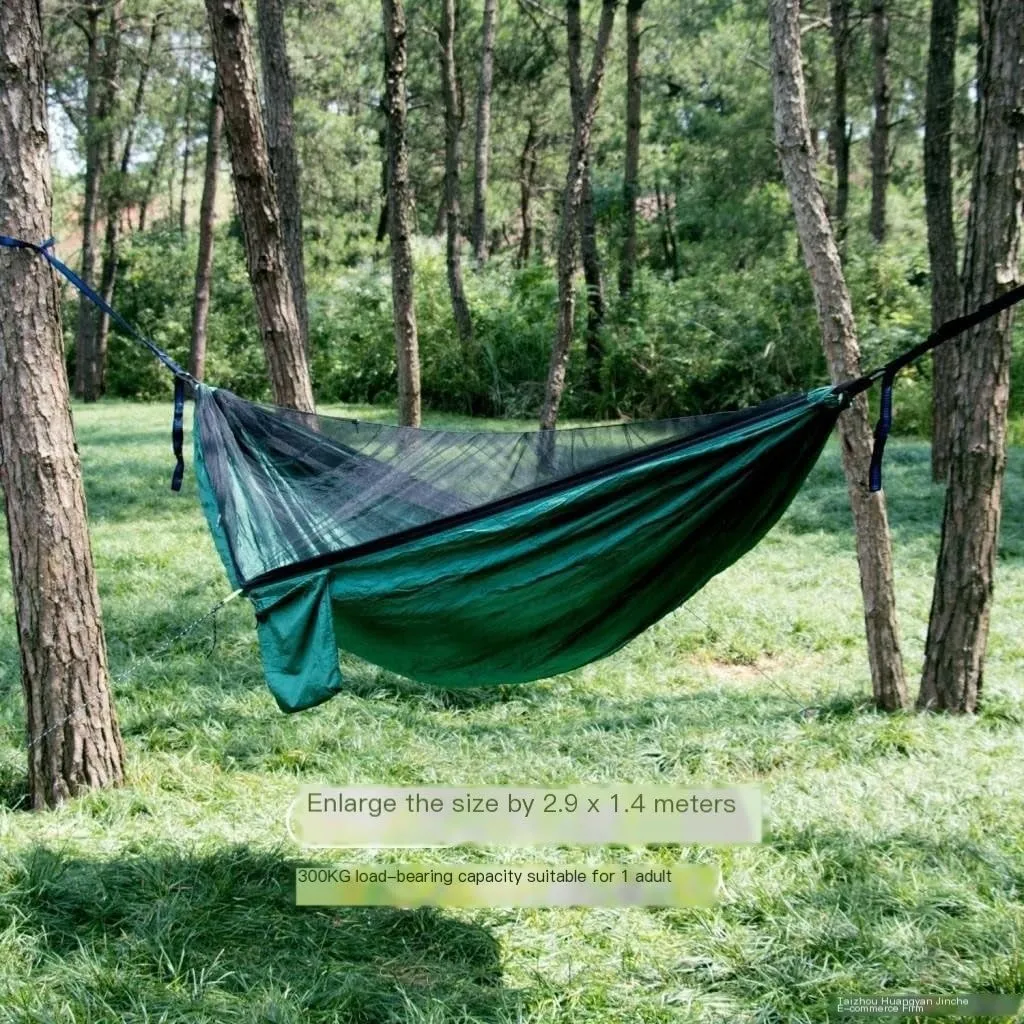 Hamock Hammock Parachute Cloth Outdoor Anti-Rollover Camping Huwai Swing with Mosquito Net Net Bed Outdoor Adult Hanmock(A)